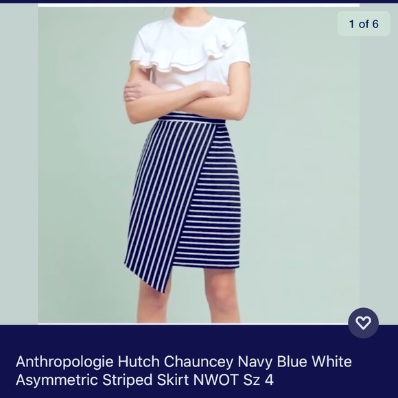 NWT Anthropology Hutch Navi and white stripe skirt - Picture 2 of 3